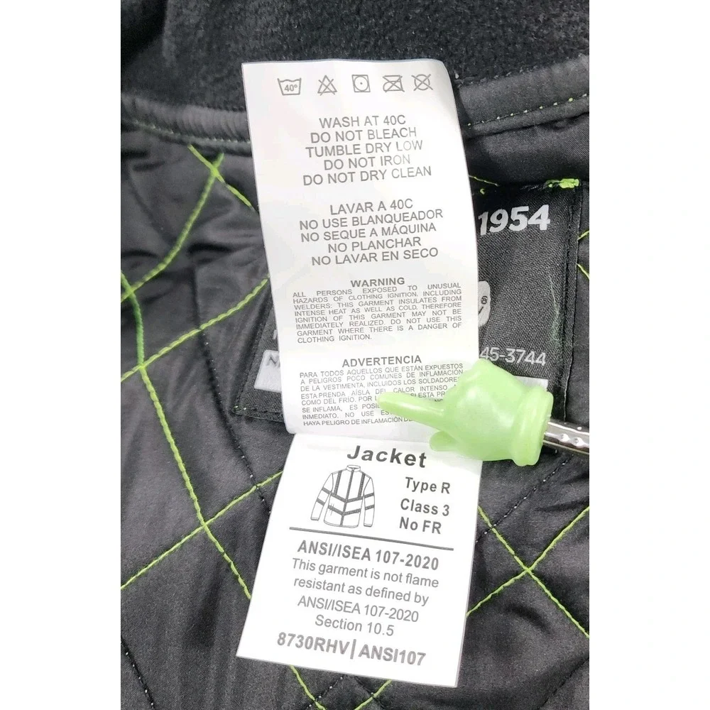 RefrigiWear MENS L HiVis Diamond Quilted Jacket High Visibility Insulated Work